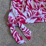 Swimsuits for All Pink White Tropical Print Side Tie Blouson Tankini Top Size 28 Photo 2