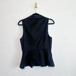 Reformation  | Oakley Peplum Collared Fitted Vest with Velvet Buttons in Black Photo 7