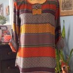 Ezra  Multicolored Bohemian Moroccan Print Tunic Top Photo 0