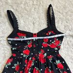 Hot Topic Small Pin Up Floral Rose Black White Red Polka Dot Floral Dress Pinup Photo 6