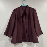 Eileen Fisher  Maroon Textured Silk Blend Blazer Jacket Large L Photo 0