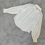 Anthropologie  La Maise Studio Lace Crochet Button Down Shirt Top in Beige S Photo 6
