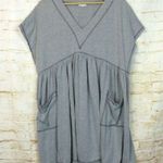 World Market Babydoll Dress Womens One Size Gray Short Sleeve Pockets Lagenlook Photo 0