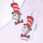 The cat in the hat acrylic clear/red/black dangle‎ earrings Red Photo 4