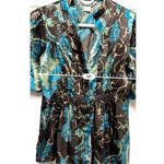 Allison Taylor 300-008‎  Blouse Women's Size Small Brown Teal Button Up Top Shirt Photo 5