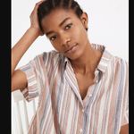 Madewell Linen-Blend Hilltop Shirt in Rainbow Stripe S Photo 1