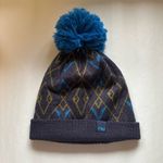 Outdoor Research Women's Griddle Beanie Wool Blue Geomteric Pattern with Pom Pom Photo 1