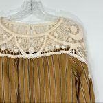 ZARA  Woman Woven Crochet Long Sleeve Striped Top Medium Photo 2