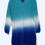 Willi Smith  Ombré Open Knit Sweater in Blue/White Size XL 3/4 Sleeve Photo 0