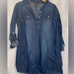 Bit & Bridle Jean Dress Tunic Long Roll Tab Sleeve Belt Loops Women’s Small Blue Photo 0