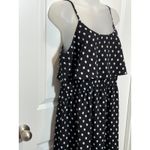 Elle  Women's Black White Polka Dot Ruffle Tiered Spaghetti Strap Dress Large L Photo 3