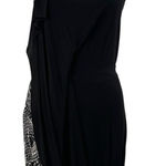 Karen Millen Surplice Drape Front Abstract Print Side Dress Black Size US 6 Photo 0