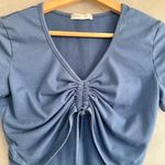 Romwe  SMALL Blue Crop Top Set of 2 Short Sleeve Shirts Photo 11