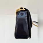 Tory Burch  Robinson Navy Leather & Printed Canvas Shoulder Bag Photo 11