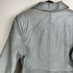 Vtg Y2K Brandon Thomas Leather Jacket Blazer Sz Small Grey Button Front Gray Photo 10