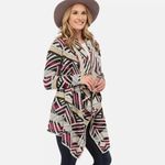 Lucky Brand ‎ Intarsia Open Waterfall Cardigan Women's Small Boho Sweater Western Photo 1