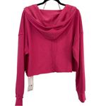 Alo Yoga  V Neck Cropped Hooded Pull Over Top Hot Pink French Terry Sz XL NWT Photo 1