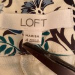 Loft  Cotton Marisa Ankle Green Brown Cream Blue Floral Crop Pants Size 4 Photo 3
