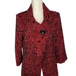 City Girl Nancy Bolen Blazer Jacket Red Black Embroidered Button Size Small Photo 0