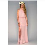 Show Me Your Mumu SMYM Heather halter maxi dress in Frosty Pink Chiffon NEW MED Photo 4