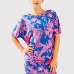 Lilly Pulitzer Women Dress Pink Lowe Mini Dolman Sleeve Floral Sheath Boho Large Photo 0