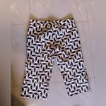 Trina Turk Cotton Capri Pants Check Print Black / White Geometric Pattern Size 2 Photo 4