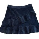 Glam  Tiered Ruffled Navy Blue Corduroy Mini Skirt Size M Y2K Photo 0