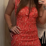 American Threads Red Floral Mini Dress Photo 0