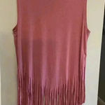 Montrez Fringe Tank Top Western Mauve Pink Boho Size S/M Beach Vacation Y2K 90s Photo 0