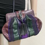 Vintage SHARIF Lizard Croc Leather Patchwork Convertible Clutch Shoulder Bag Photo 2