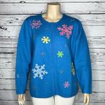 Quacker Factory NWT 2X Blue - Snowflake Embroidery Christmas Wool Sweater Jacket Photo 0