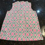 Crown & Ivy Women’s Sleeveless Blouse Green And Pink Split Neck Scallop Hem Sz M Photo 3