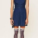 Free People Vintage Y2K  New Romantics Lattice Denim Mini Dress Size 2 Photo 11