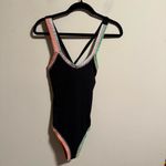 PilyQ  Platinum Black Crochet Rainbow Trim One Piece Swimsuit- Size Medium Photo 2