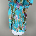 Anthropologie Love The Label Top Womens XL Blue Floral Puff Sleeve Asymmetrical Blue Photo 9