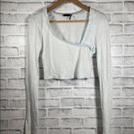 Urban Outfitters -Out From Under Asymmetric Long Sleeve Cropped Blue Top Medium Photo 0