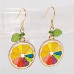 Colorful Citrus Slice Earrings Red Photo 2