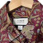 J.Crew Collection Jungle Cat Silk Shirt Size 2 Burgundy Print Long Sleeve Twill Photo 5