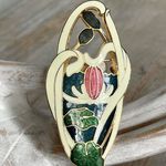 VTG Fish Signed Enamel Lily Pad Reed Pin Brooch Green Photo 0