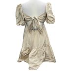 Aritzia Wilfred Opera Dress Womens M Tan Cream Taffeta Tie Bow Babydoll Romantic Size M Photo 4