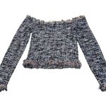 ZARA  tweed frayed texture top Photo 4