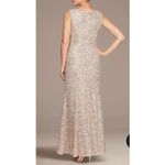 Alex Evenings  High Neck Sequin Fit and‎ Flare Dress with Shawl size 12 Champagne Photo 1