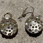 Alexis Bittar White Clear Gray Lucite Crystal Dangling Ball Clip Earrings RARE Photo 4