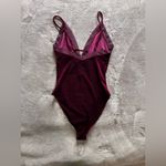 Forever 21  Vintage Velvet Wine Lace Plunge Neck One Piece Tank Top Bodysuit Sz S Photo 2