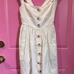 Free People  White Linen Blend Button-Front Mini Dress size 0 Photo 0