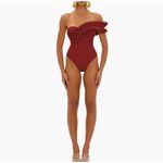 Andrea Iyamah  Nisi One Shoulder Ruffle One Piece Swimsuit Chocolate Womens Size Photo 2