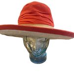 Nordstrom coral linen / cotton & Paper Straw Resort Wear Sun Hat one size Photo 1