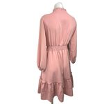 BROVAVE Pink Smocked Waist Ruffle Collar Tiered Peasant Midi A Photo 1