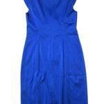 Kay Unger NWT Portrait Shawl Collar Royal Blue Stretch Satin Sheath Dress 12 Photo 6
