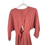 Anthropologie  Puff Sleeve Wrap Mini Dress Linen Blend Rose Pink Womens Size 8 Photo 8